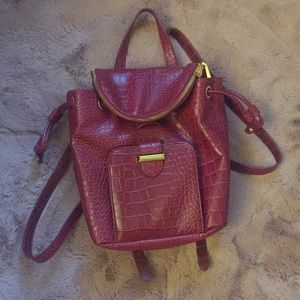 Red leather backpack
